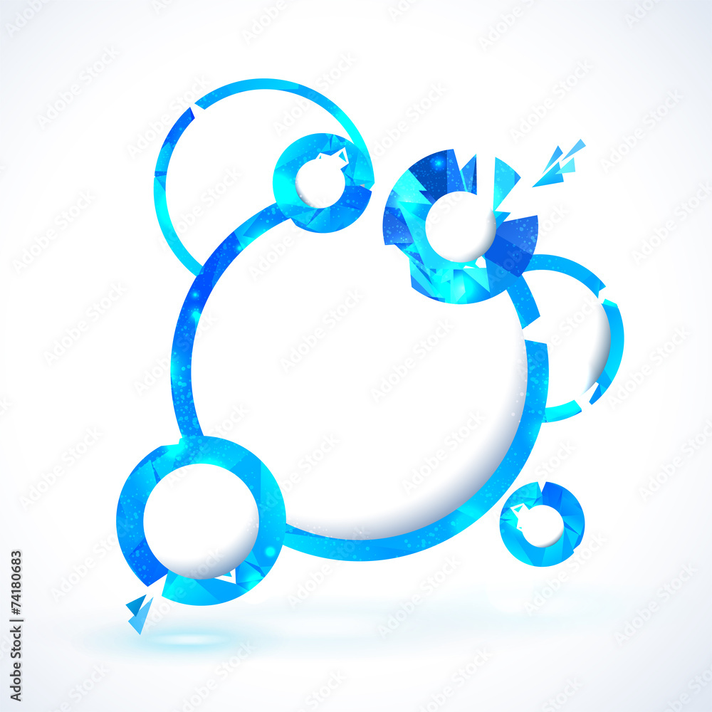 Composition of blue round frames and polygonal design elements. Composition of blue round frames and polygonal design elements.