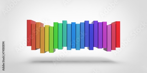 Row stack of colorful books on a plain background