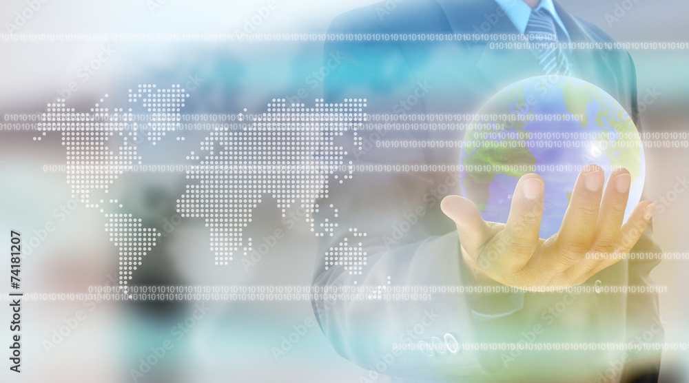businessman hand holding a world businessman hand holding a world
