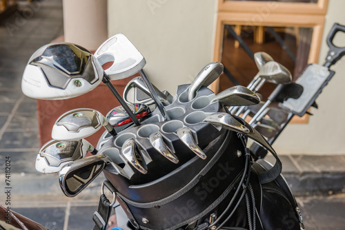 bag of golf clubs. South Africa, November 2014.