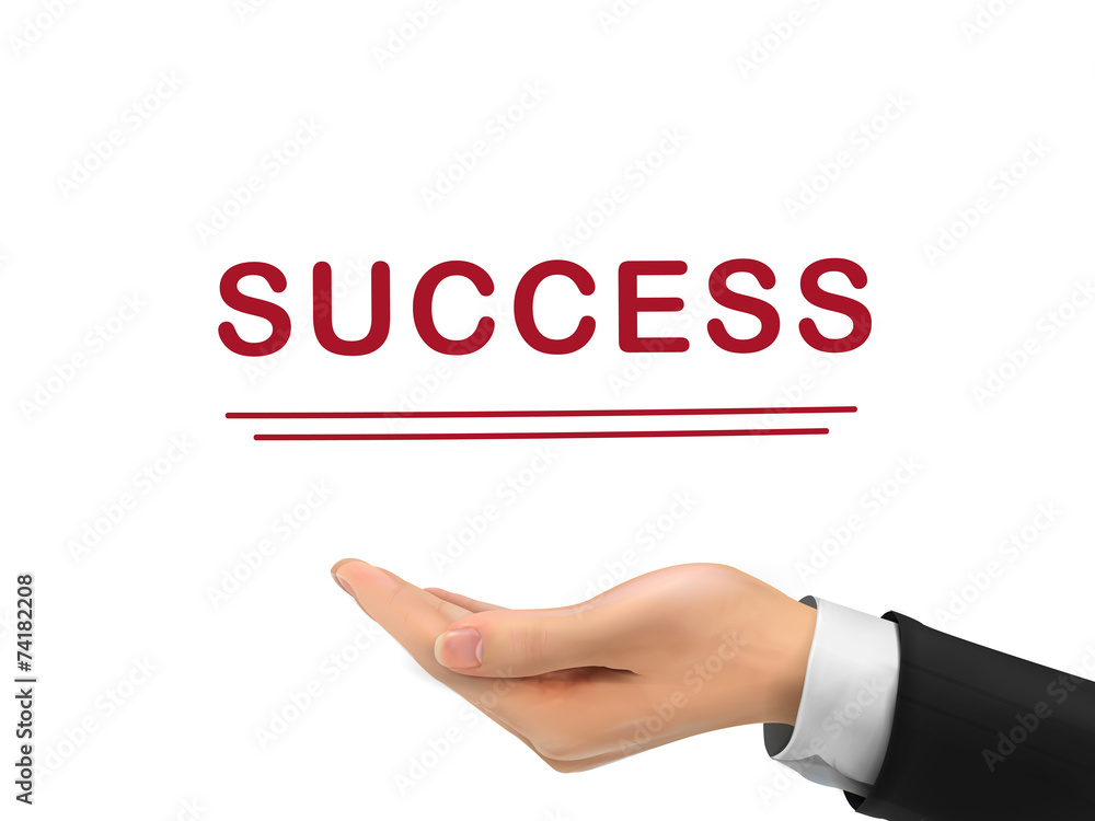 success word holding by realistic hand success word holding by realistic hand
