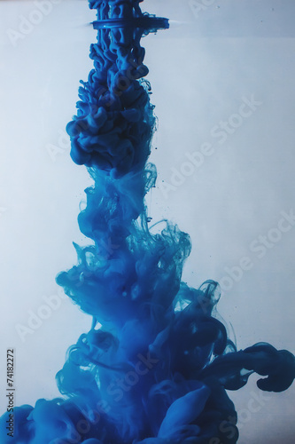 Ink swirling in water, cloud of ink. Abstract banner paints.