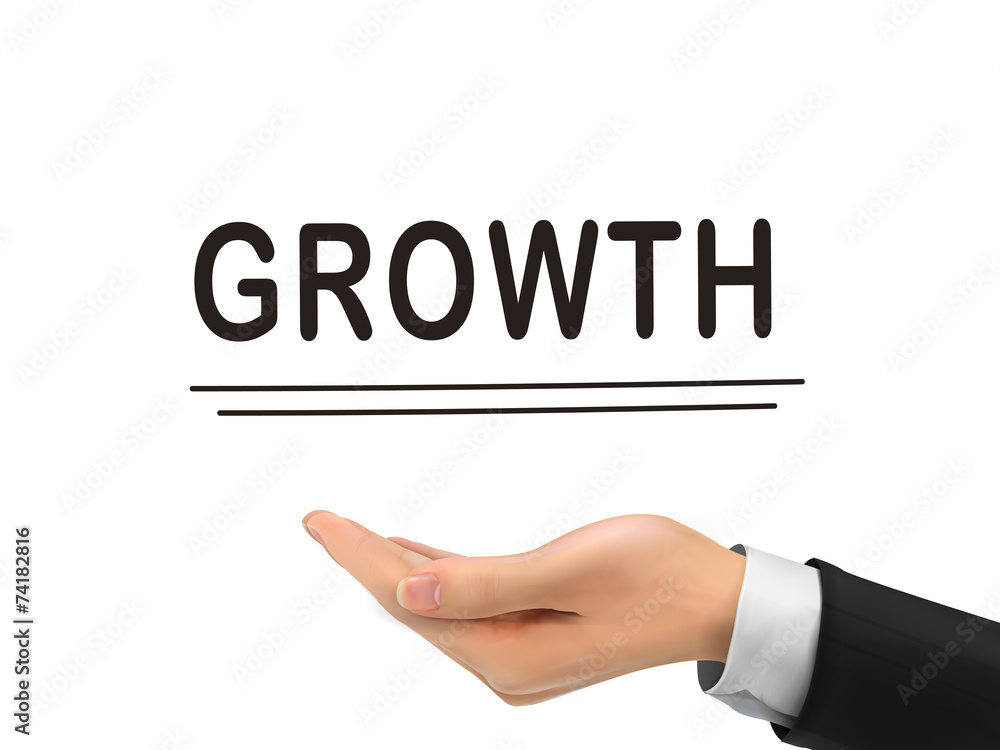 growth word holding by realistic hand growth word holding by realistic hand