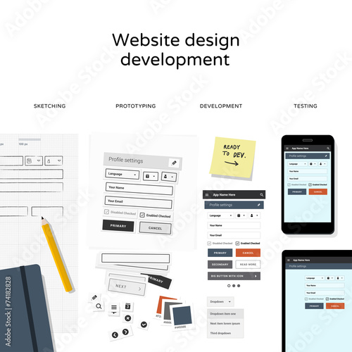 Website development - flat design illustration