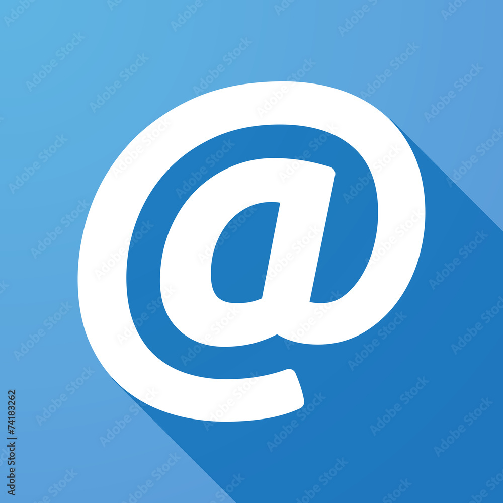 Long shadow icon with an email sign Long shadow icon with an email sign
