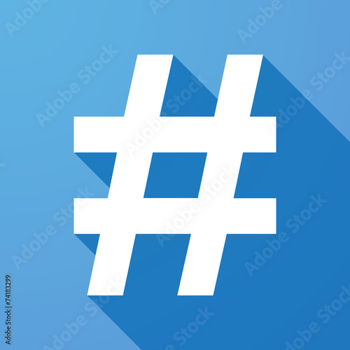 Long shadow icon with a hash tag