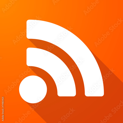 Long shadow icon with a RSS feed sign