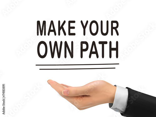 make your own path words holding by realistic hand