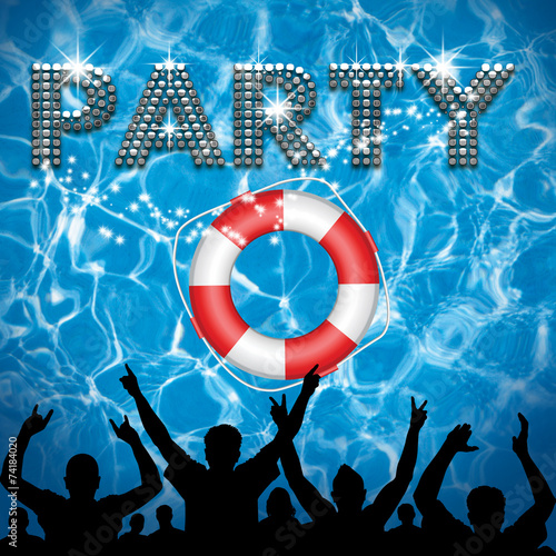 Party poster lifebuoy pool party