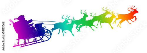 Weihnachtsmann, Rentierschlitten, fliegend, Nikolaus, Rentiere