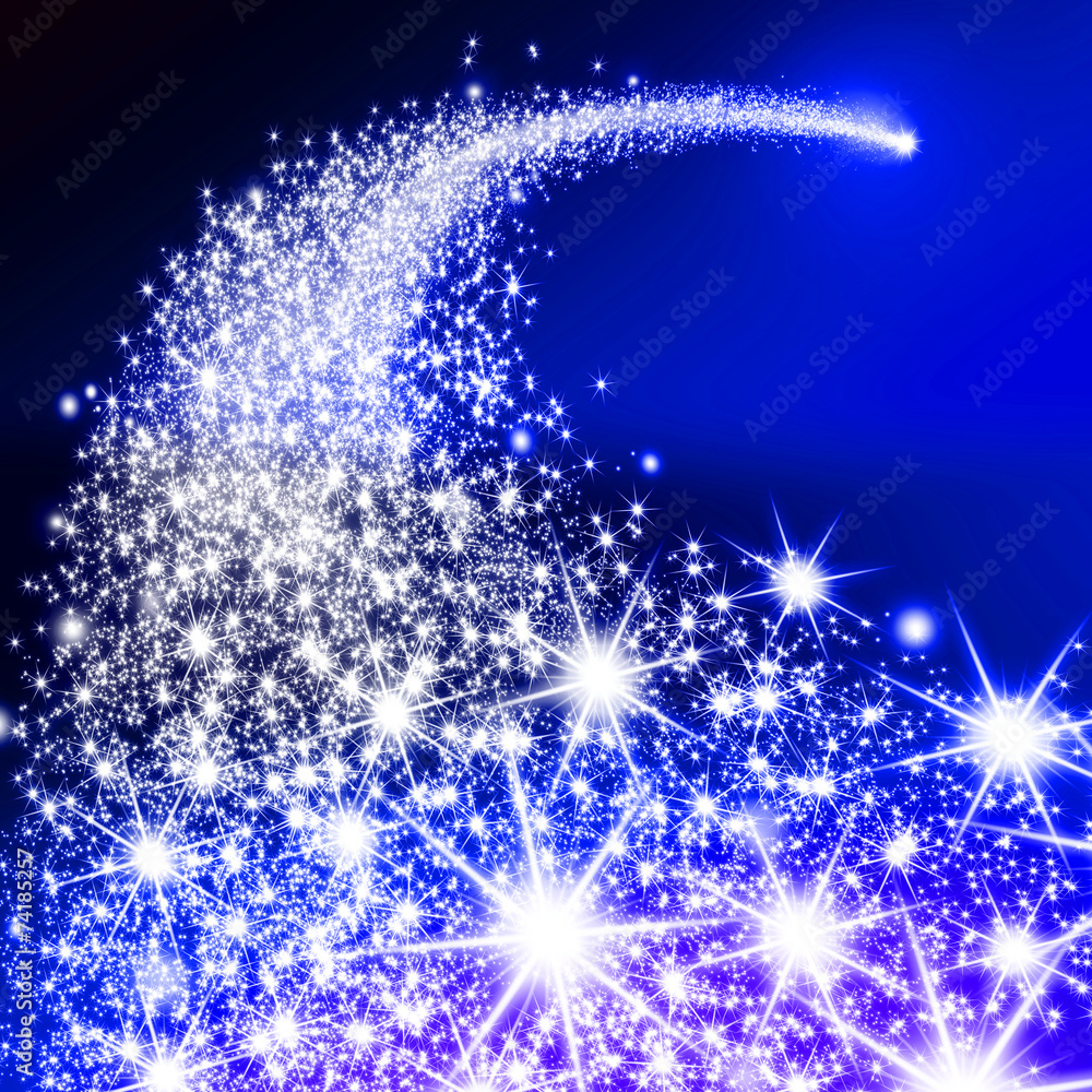 Obraz premium Sternschnuppe, blauer Hintergrund, falling Star, blue Background