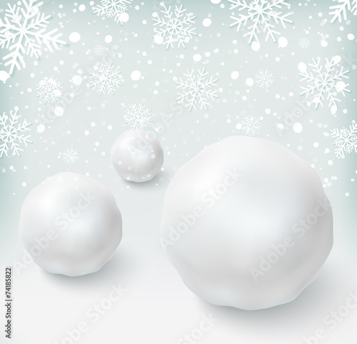 Background with snowballs and snow