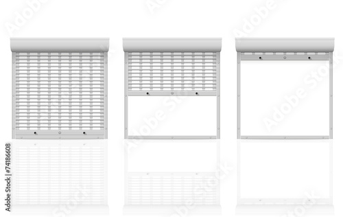 metal perforated rolling shutters vector illustration