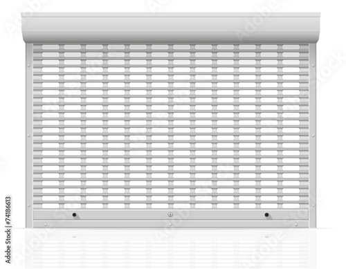 metal perforated rolling shutters vector illustration