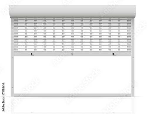 metal perforated rolling shutters vector illustration
