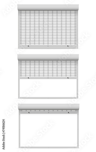metal perforated rolling shutters vector illustration