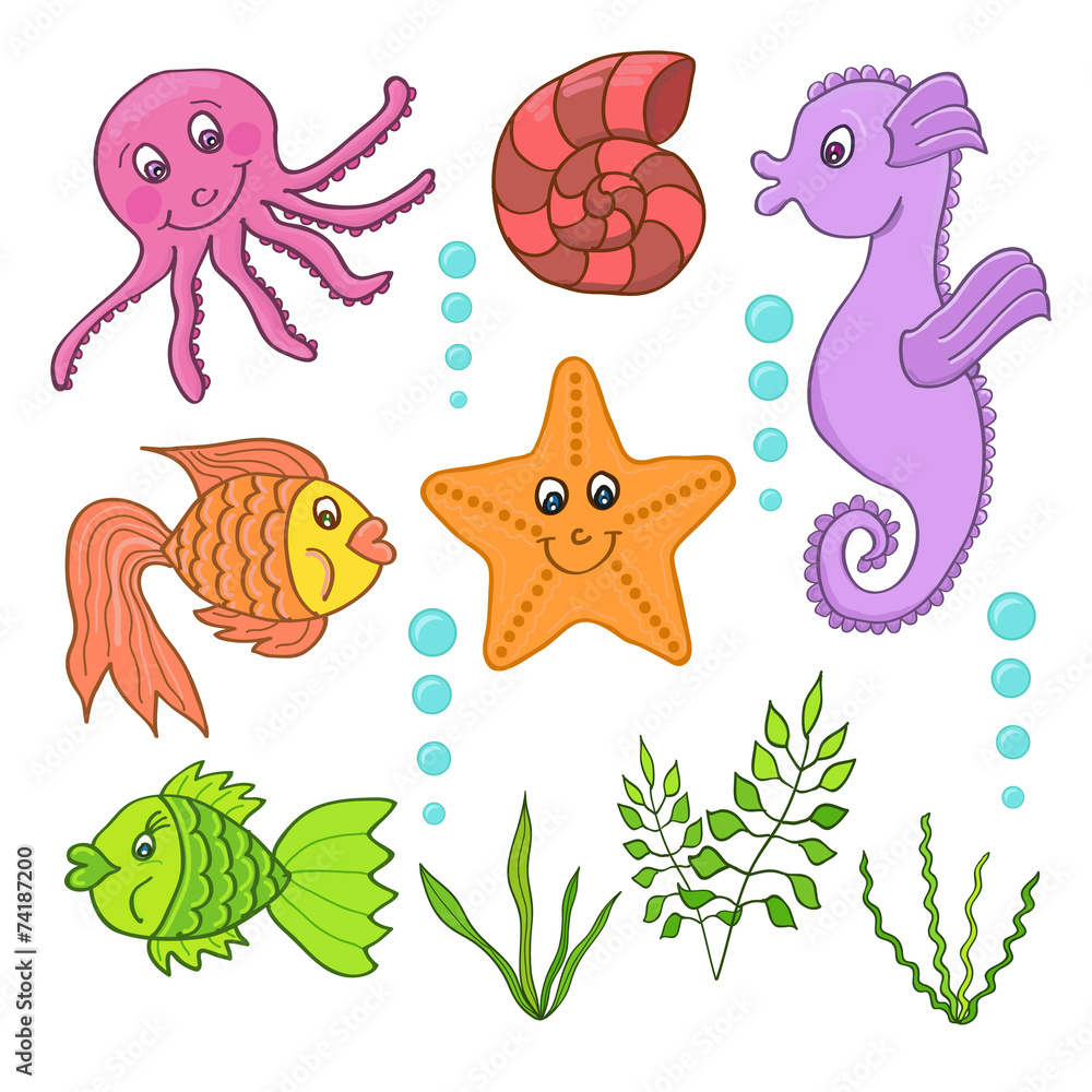 Illustration of the sea creatures Illustration of the sea creatures