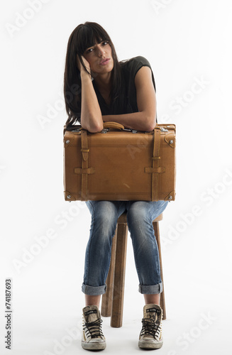 woman with suitcase photo