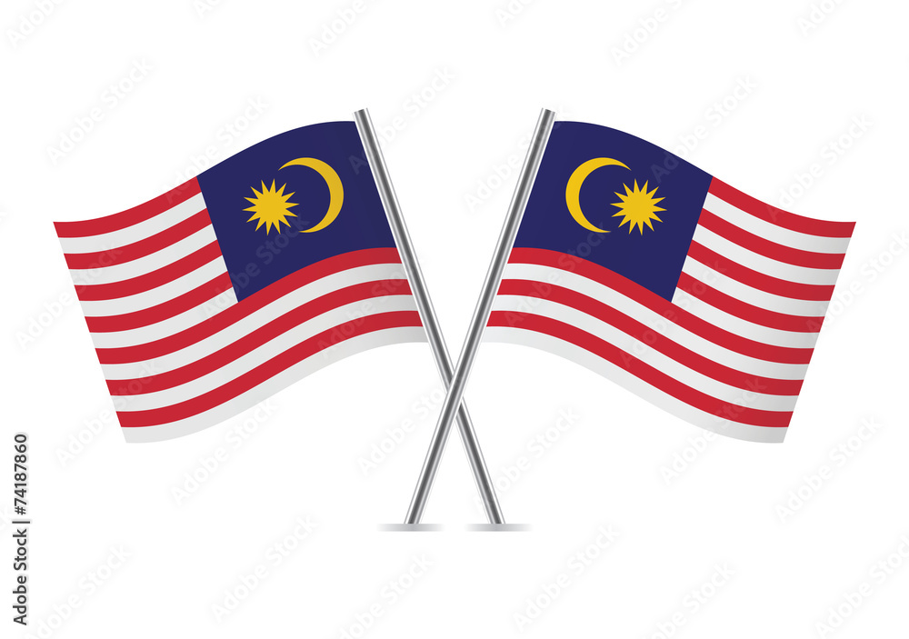 Malaysian flags. Vector illustration.