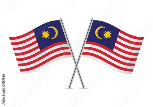 Malaysian flags. Vector illustration.