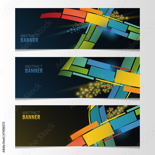 Horizontal banner set. Abstract colorful vector