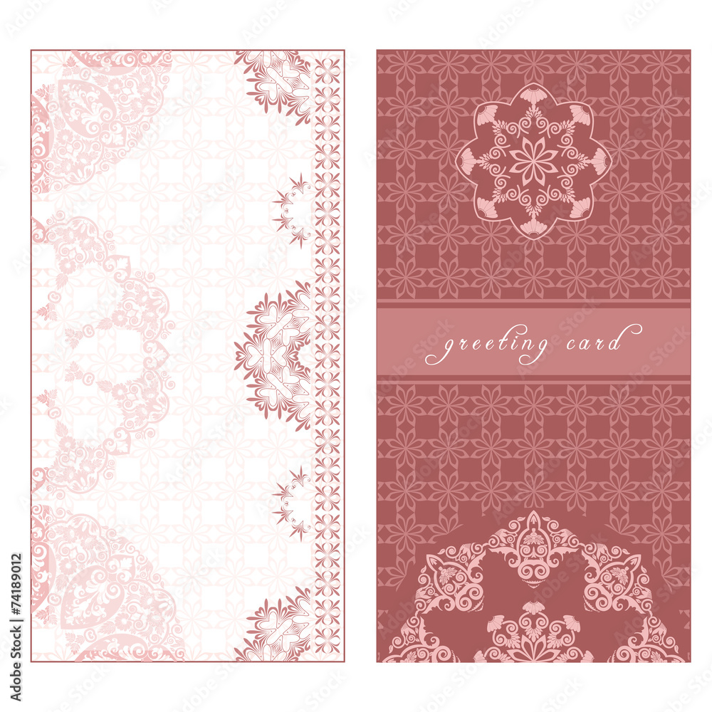 Greeting card in European style, pink template Greeting card in European style, pink template