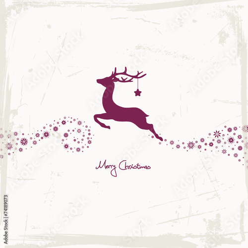 Flying Reindeer, Star & Stars Beige/Purple Scratches
