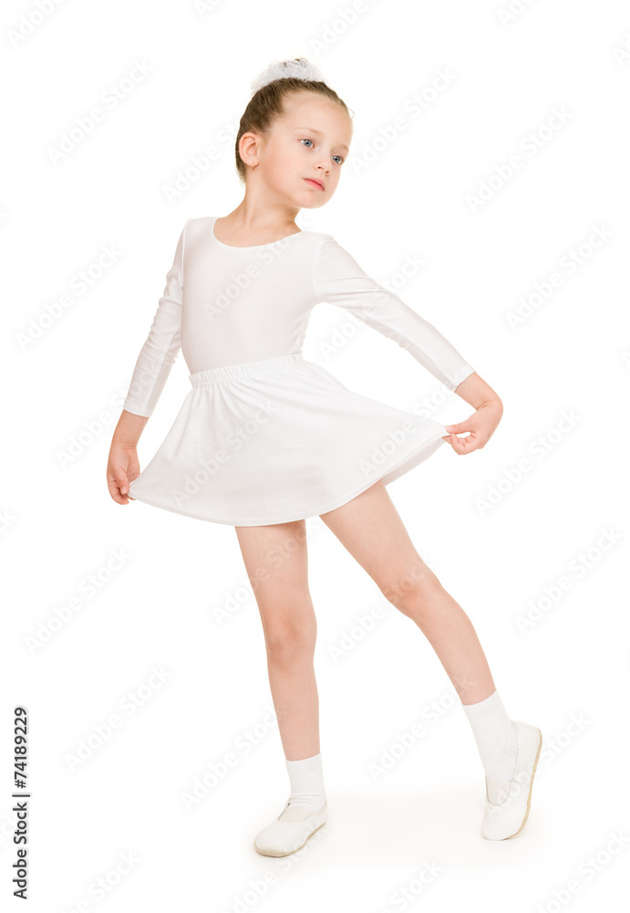 little girl in white ball gown