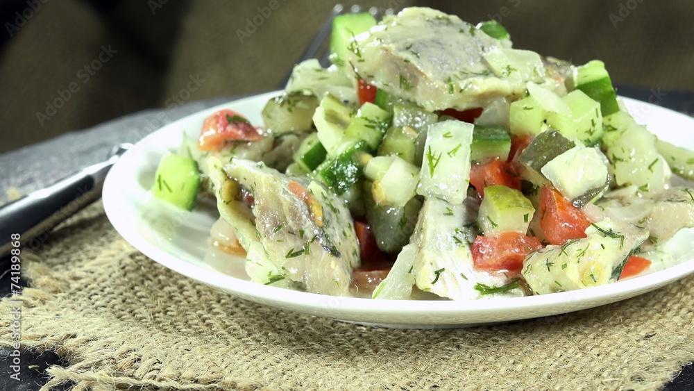Fresh made Herring Salad as not loopable 4K UHD footage Fresh made Herring Salad as not loopable 4K UHD footage
