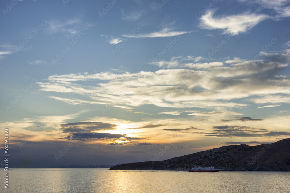 sunset in Tinos island,Greece