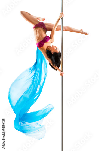 Young sexy pole dance woman