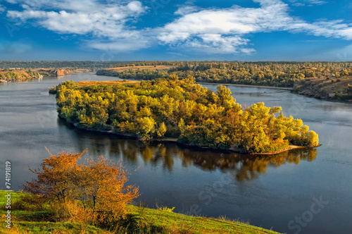 Dniper river in the early autumn in a fair weather photo