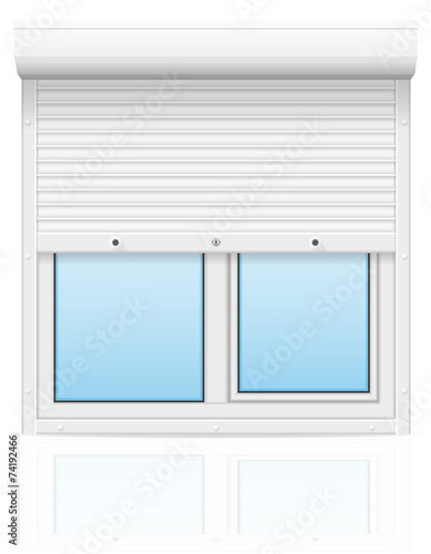 plastic window with rolling shutters vector illustration