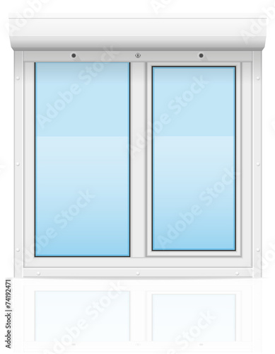 plastic window with rolling shutters vector illustration