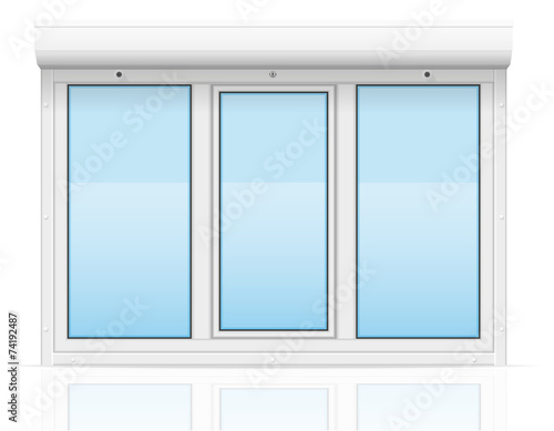 plastic window with rolling shutters vector illustration