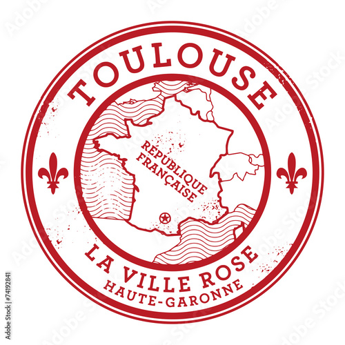 Grunge rubber stamp with words Toulouse, France inside