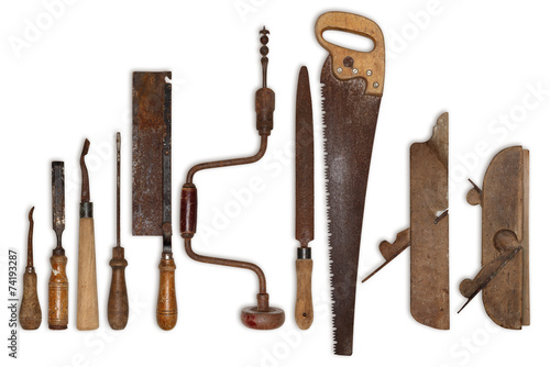 Cuadro en lienzo composition of old tools for wood