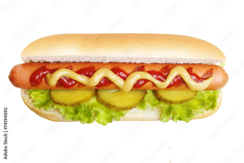 Hot dog grill with mustard and ketchup Hot dog grill with mustard and ketchup