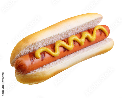 Hot dog grill with mustard