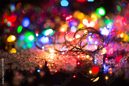 bright colored garlands bulb , selective focus