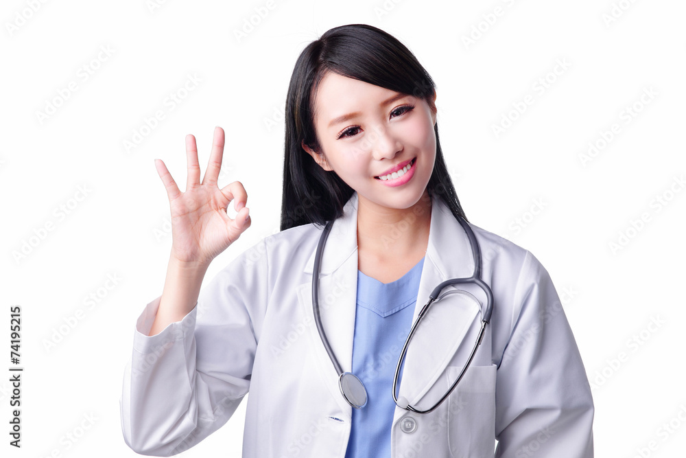 Smile woman doctor thumb up Smile woman doctor thumb up