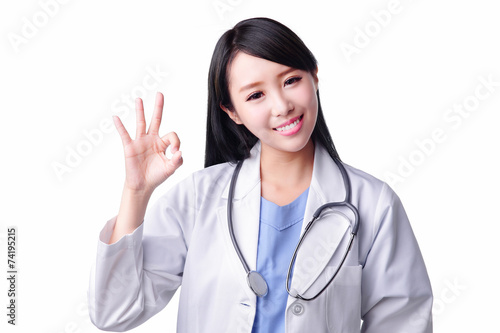 Smile woman doctor thumb up