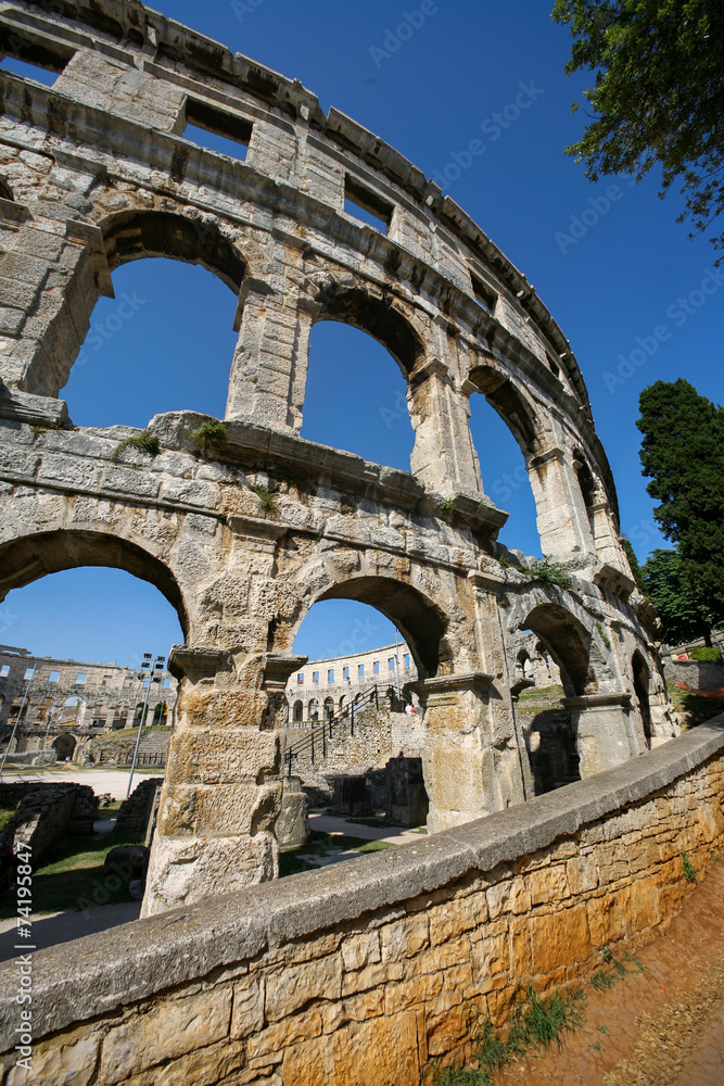 Croatia, Pula, Ruins of a Roman amphitheatre built in the first