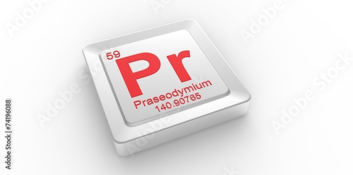Pr symbol for Praseodymium chemical elem of the periodic table