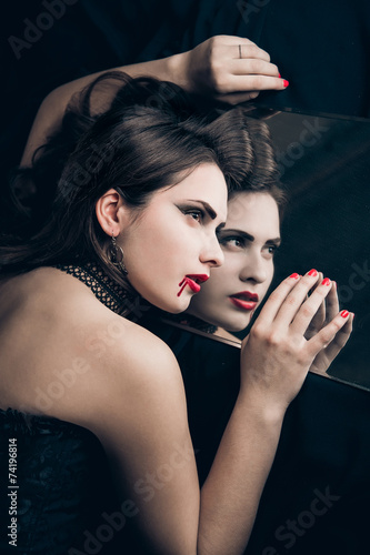 Portrait of beautiful vampire woman