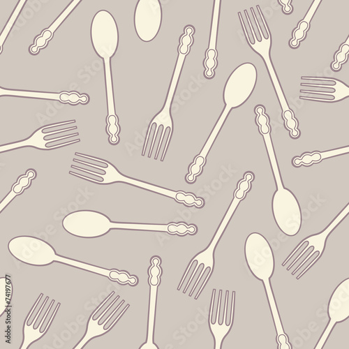 Spoon and fork retro seamless pattern