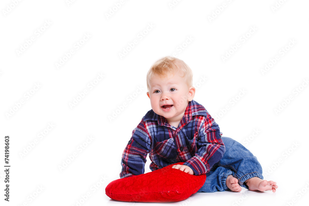 Portrait of a little boy on white background. Portrait of a little boy on white background.