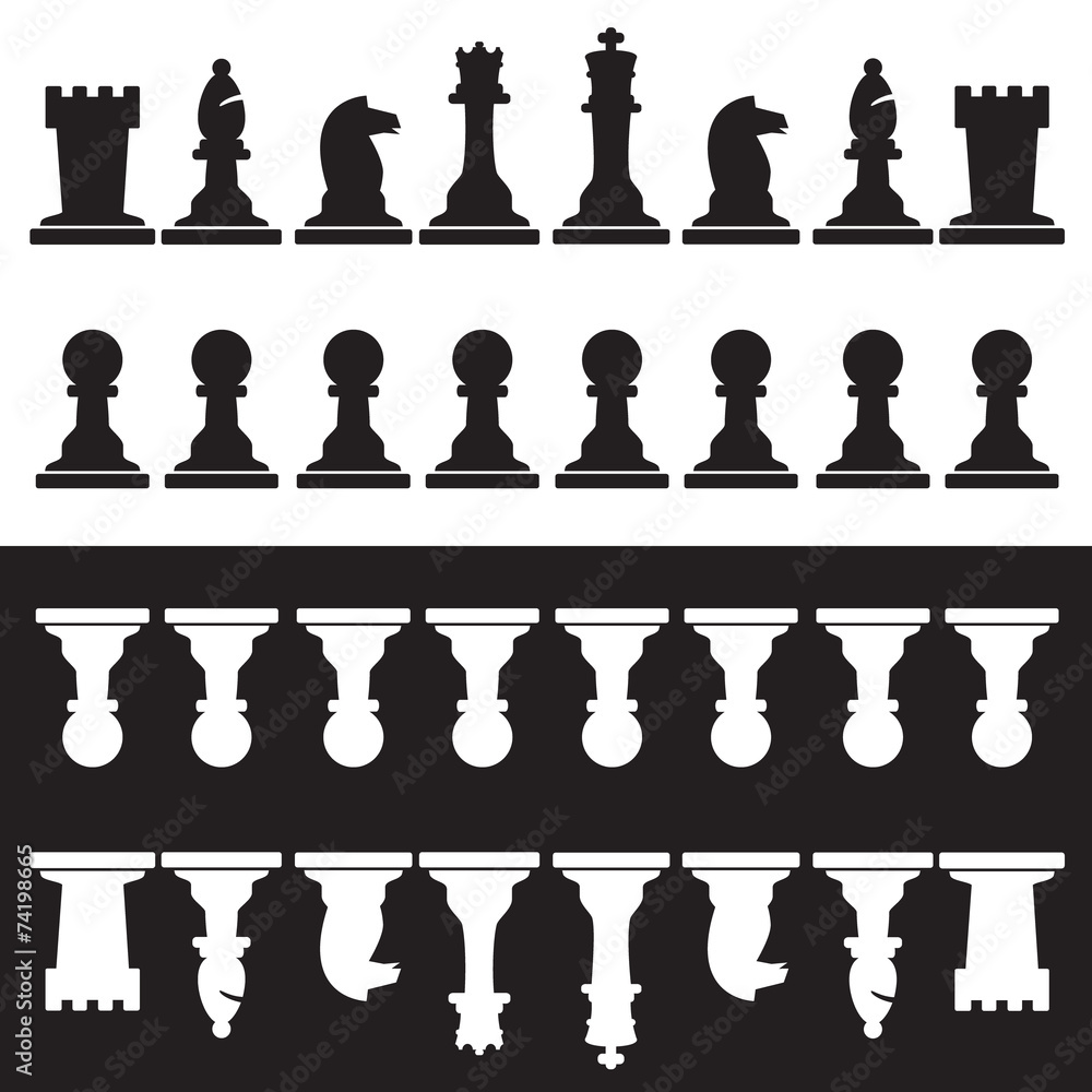 set of black and white chess pieces eps10 set of black and white chess pieces eps10