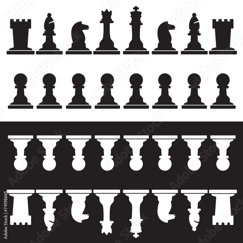 set of black and white chess pieces eps10