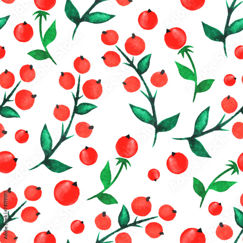 watercolor red berries